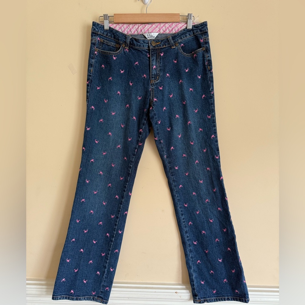 VTG YTK LILLY PULITZER VINTAGE‎ EMBROIDERED DENIM JEANS WMNS 10